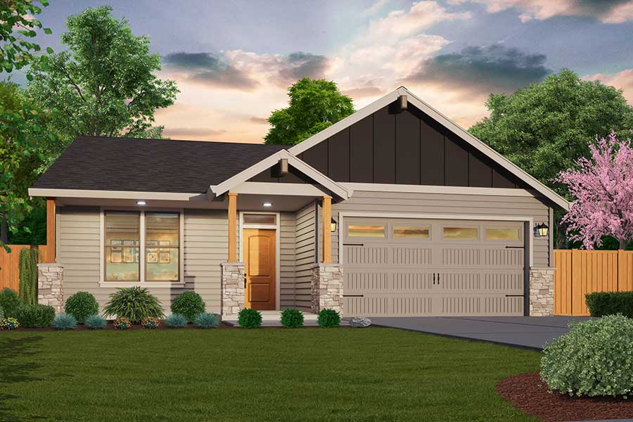 Rendering of the Northwest Elevation for The Hampton Floor Plan