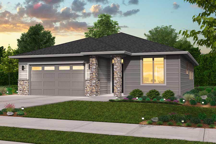 Rendering of the Prairie Elevation of the Harmony floor plan