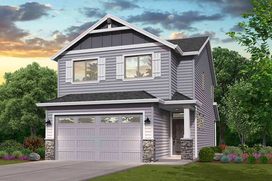 Rendering of Northwest elevation for Austin custom home floor plan