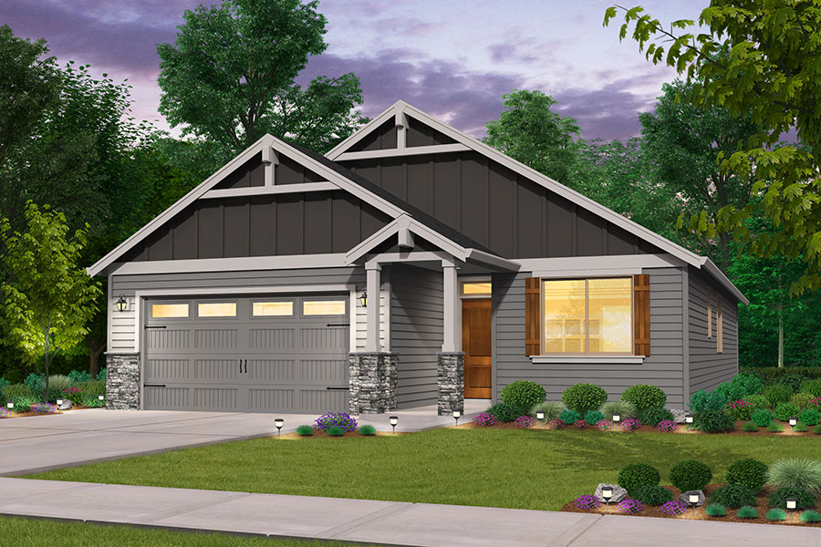 Rendering of Northwest elevation of Lewiston 2 custom home plan