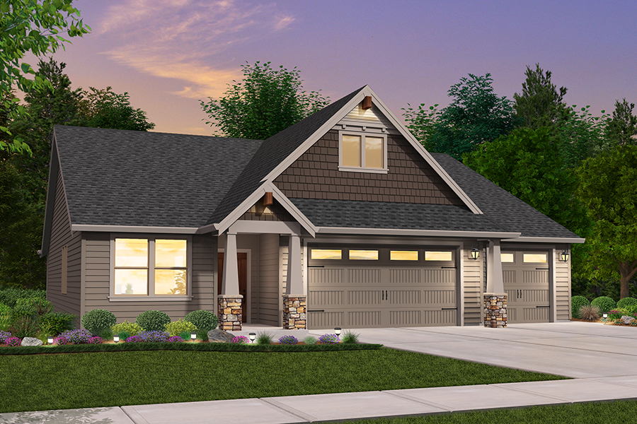 Rendering of Northwest elevation for Richmond custom home plan