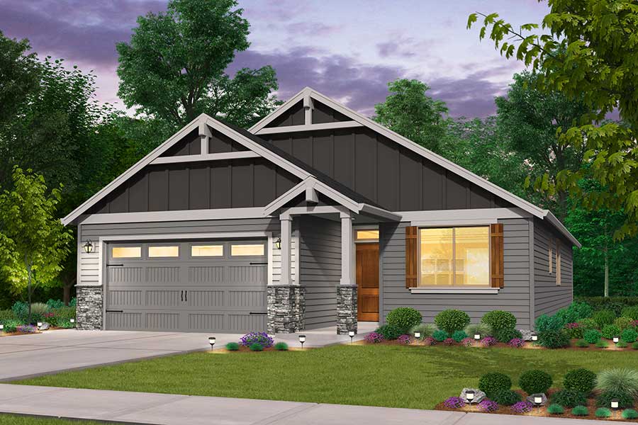 rendering of Northwest elevation for Lewiston custom home plan