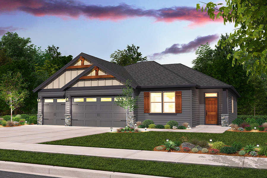 Rendering of Northwest Elevation for Kimball custom home plan