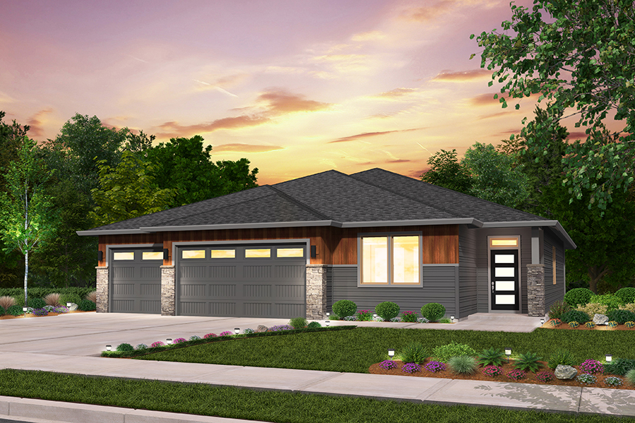 Rendering of prairie elevation for Kimball custom home plan