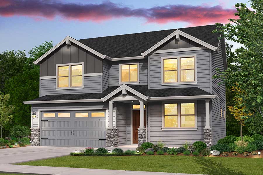Rendering of Northwest elevation for Rockford custom home plan