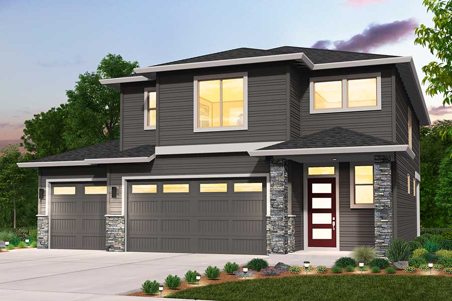 Rendering of Prairie elevation for Alexandria custom home plan