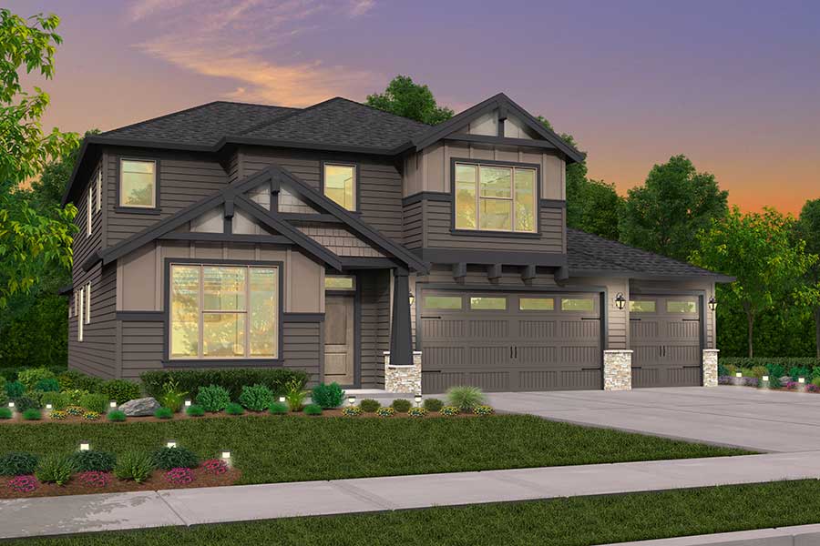 Rendering of Northwest elevation for Hanover custom home plan