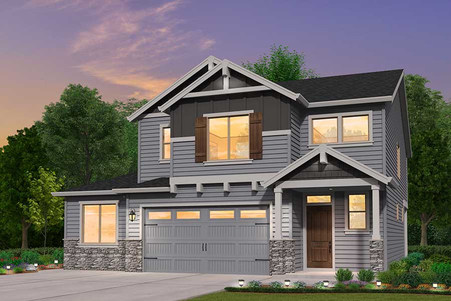 rendering of the northwest elevation for the Alexandria Multigeneration Custom home plan