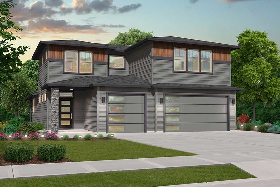 Rendering of the Prairie elevation for the Medina custom home plan