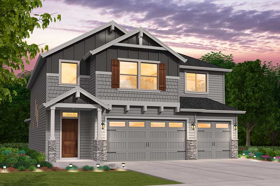 Rendering of the Northwest elevation for the Kingston custom home plan