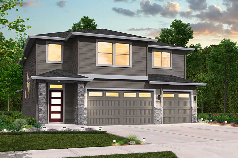 Rendering of the Prairie elevation for the Kingston custom home plan