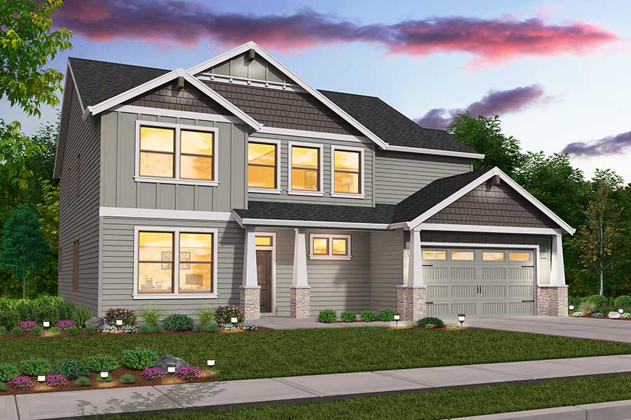 Rendering of the Northwest elevation for the Alden custom home plan