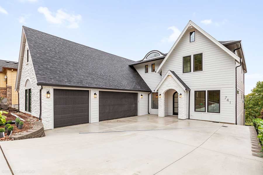 The Lily Custom Home Front Exterior and Garages