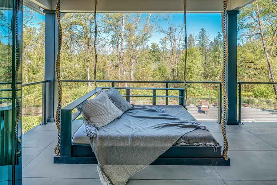 The Madison Custom Home Outdoor Deck Swinging Daybed